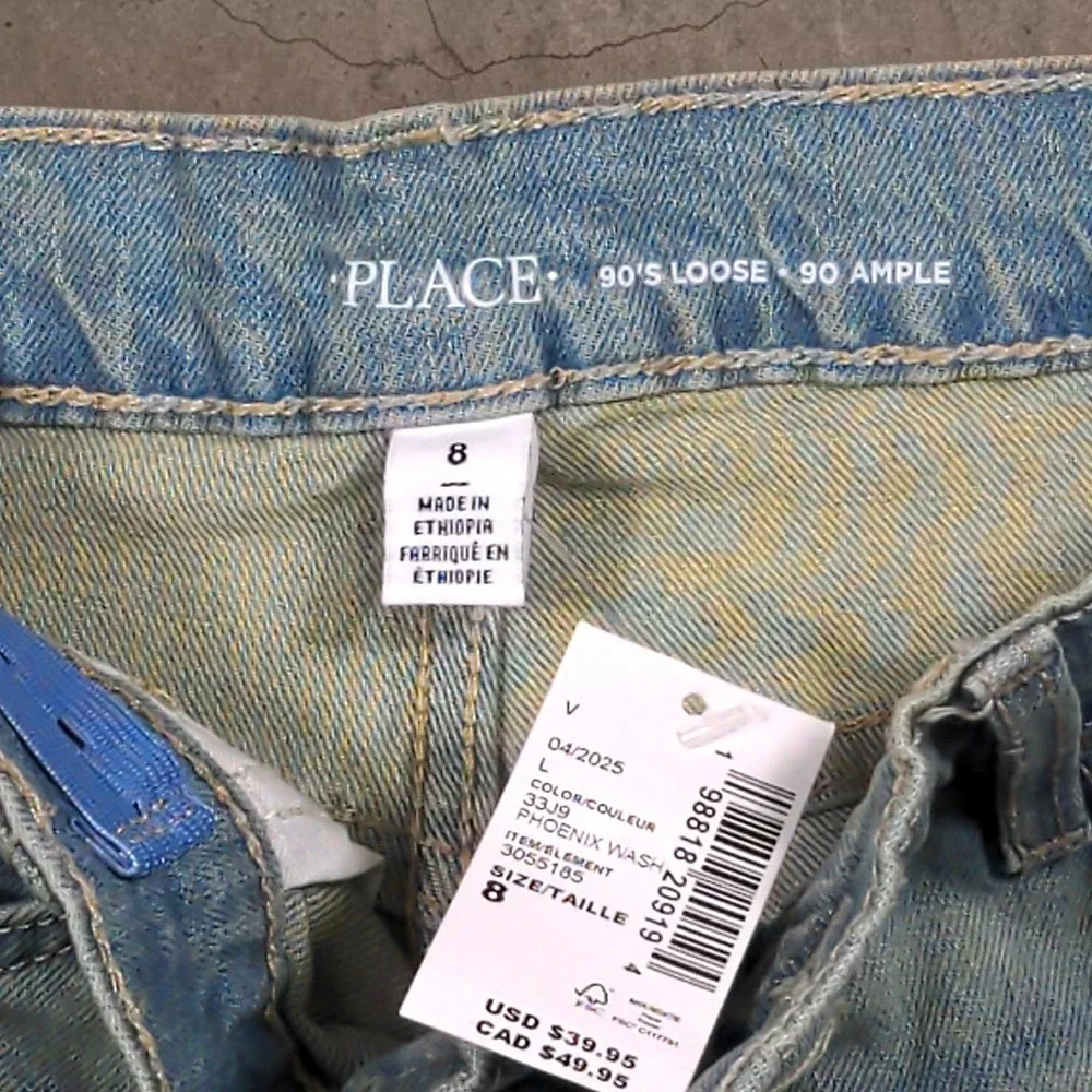 The Children's Place Boys 90s Loose Jeans Phoenix Wash Light Blue Size 8 NWT